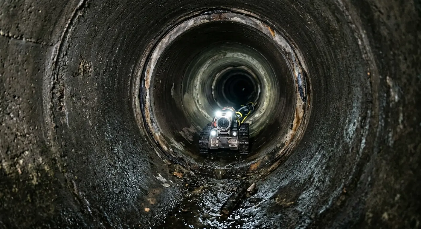 Robotic sewer camera inspecting pipe interior for Sewer Line Cleaning in Schiller Park